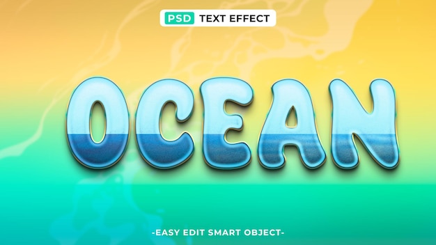 3D bearbeitbarer Texteffekt in Ozeanblau
