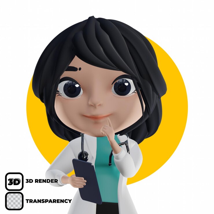 PSD 3d beautiful female doctor suit with stethoscope