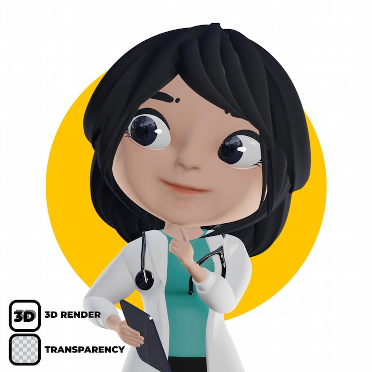 PSD 3d beautiful female doctor suit with stethoscope