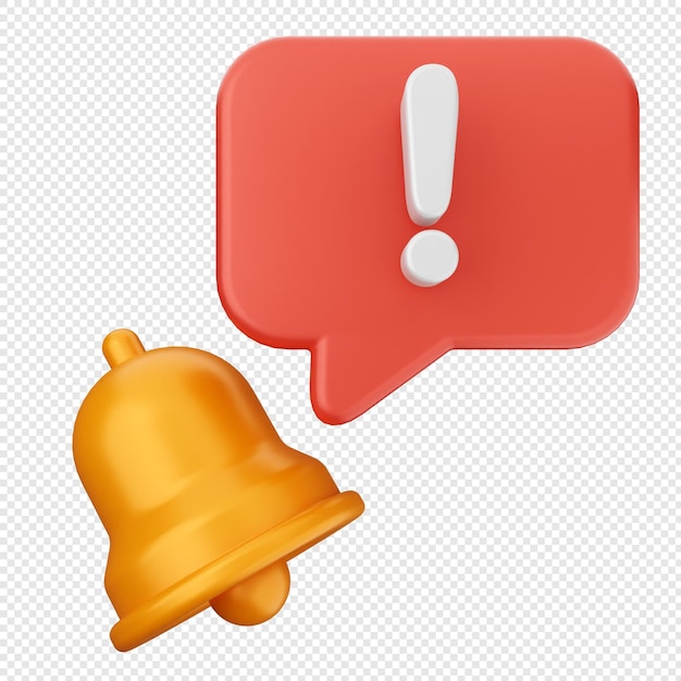 3D-Benachrichtigungs-Symbol, Alarmglocke, Erinnerung