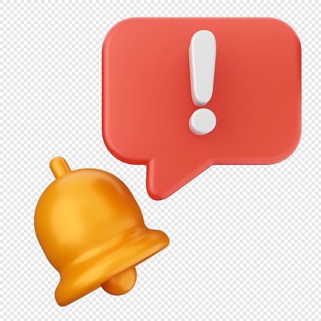 3D-Benachrichtigungs-Symbol, Alarmglocke, Erinnerung