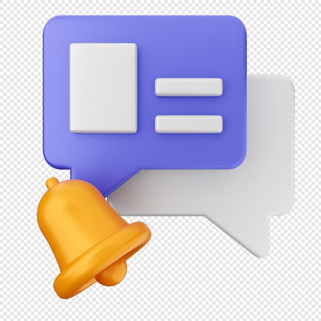 3D-Benachrichtigungs-Symbol, Alarmglocke, Erinnerung
