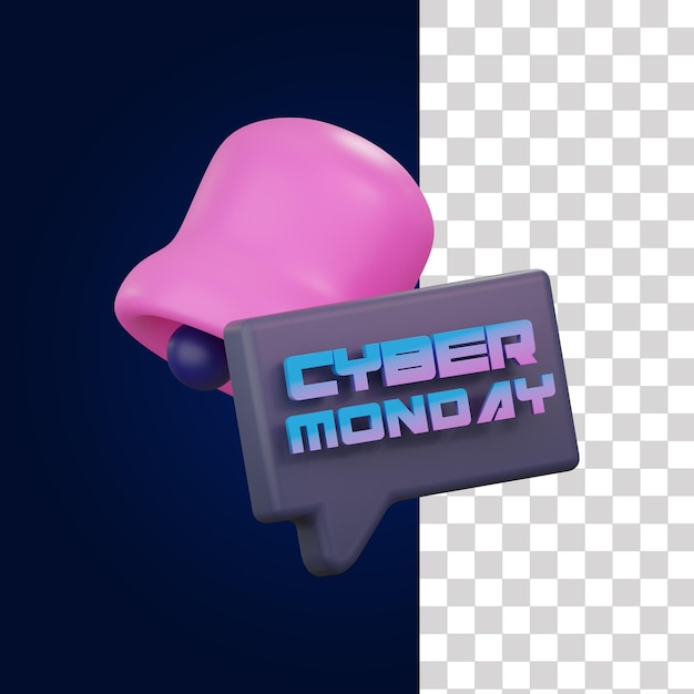 PSD 3d-benachrichtigungs-symbol für den cyber monday