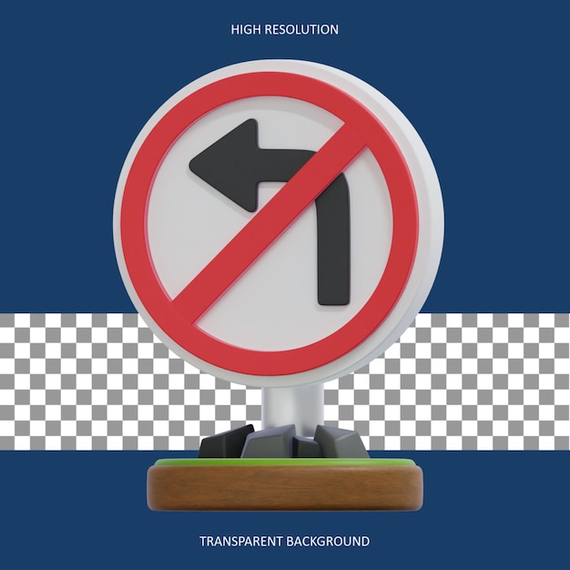 3D-Bezeichnung "Nicht nach links biegen"