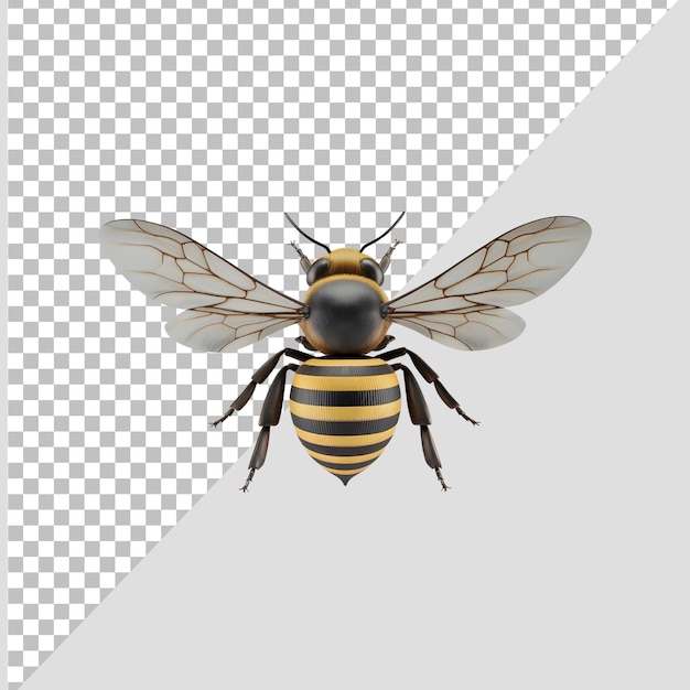 3D-Biene auf durchsichtigem Hintergrund