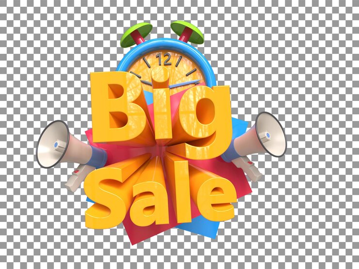 PSD 3d big sale rendering with megaphone