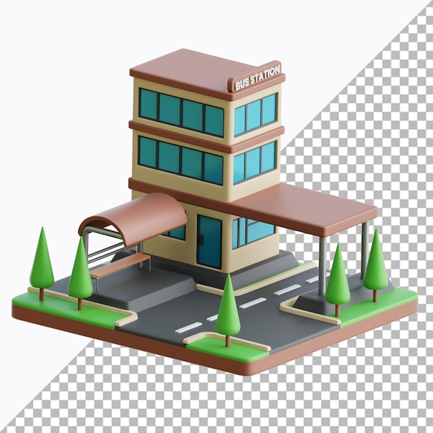 3D-Bild der Bushaltestelle