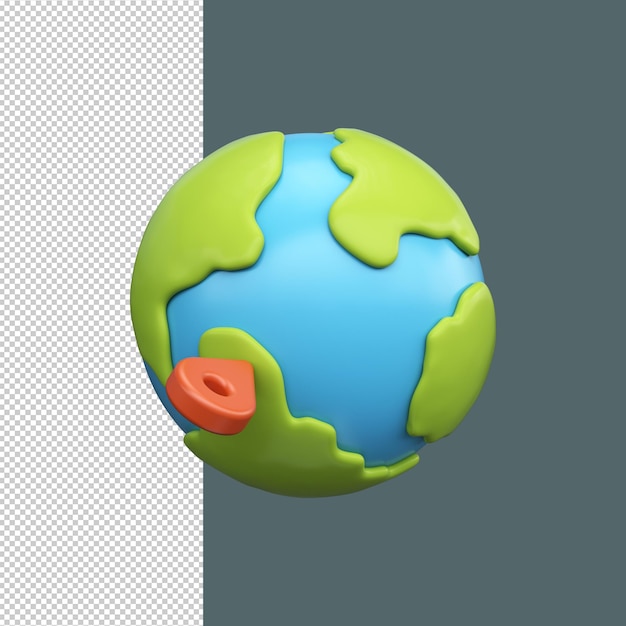 3D-Bild des Globus mit Standortzeichen