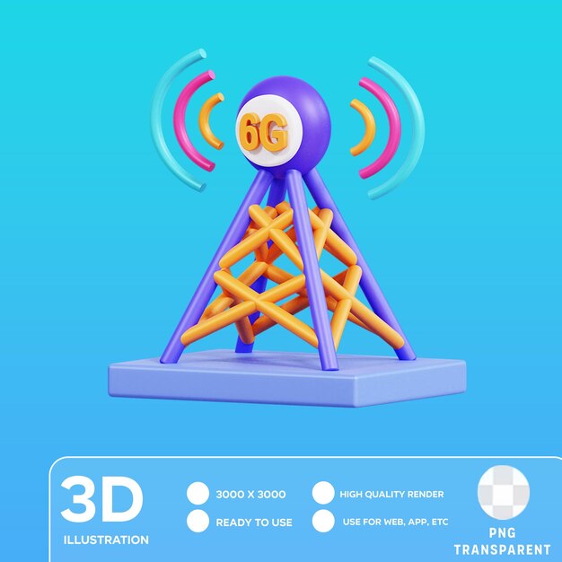 PSD 3d-bild des psd-6g-netzwerks