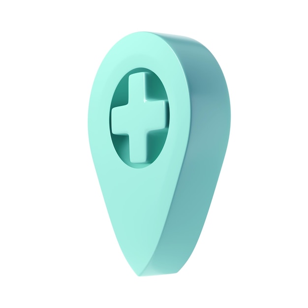 3D-Bild Medizin Geotag-Symbol Medizinische Kreuz-Unternehmen Karte türkisfarbene Marke
