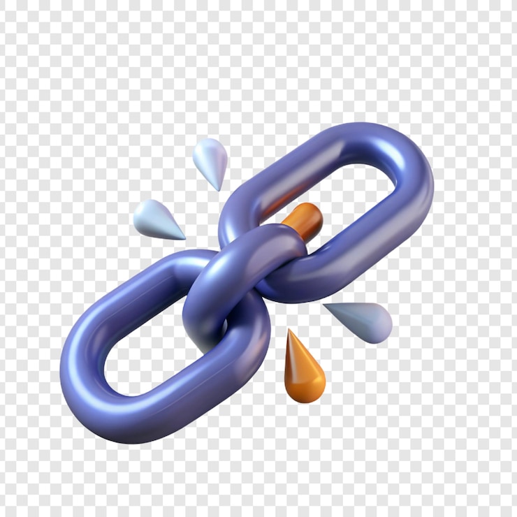PSD 3d-bild von gebrochenen kettenverbindungen