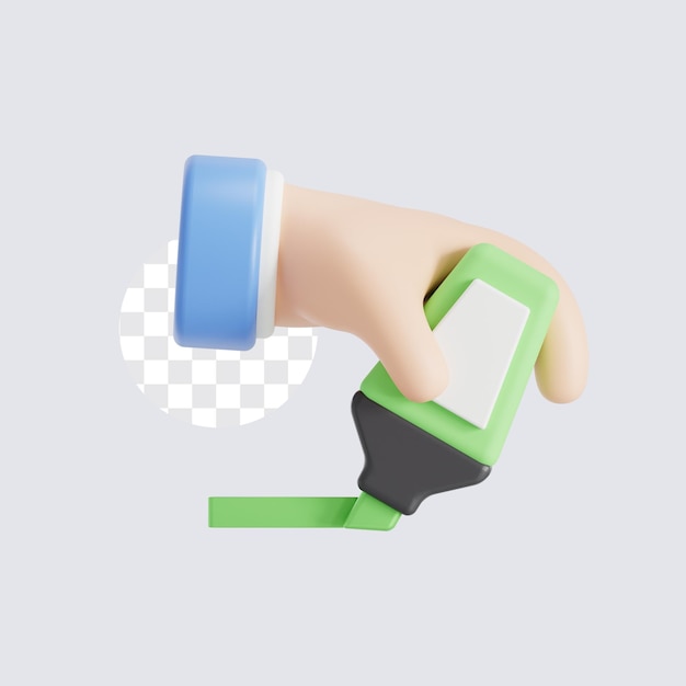 3D-Bild von Hand-Halt-Highlighter