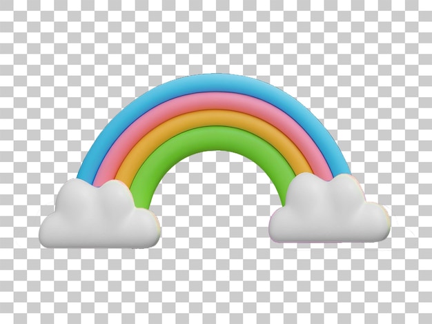 3D-Bild von Regenbogen und Wolken