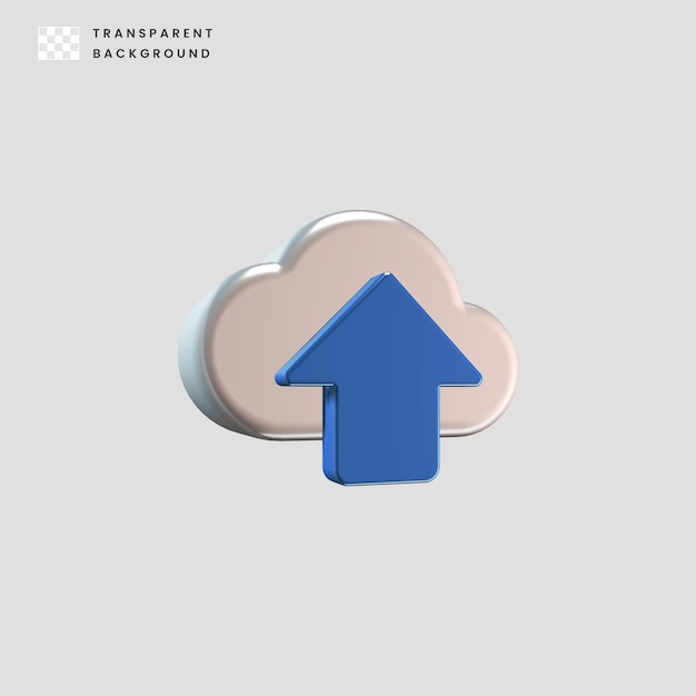 3D-Bild von Upload auf Cloud-Symbol