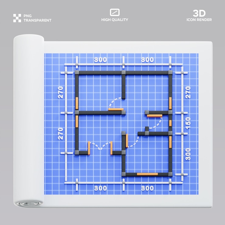 PSD 3d-bildung des psd-blauprints