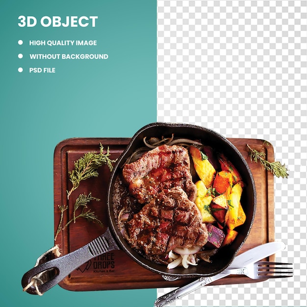 3d bistec de pimienta carne alimentación