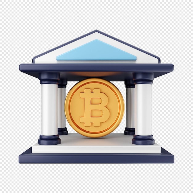 3D-Bitcoin-Bank-Symbol-Darstellung