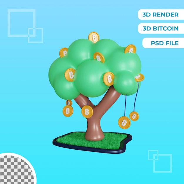 3d bitcoin interés objeto aislado ilustración premium psd