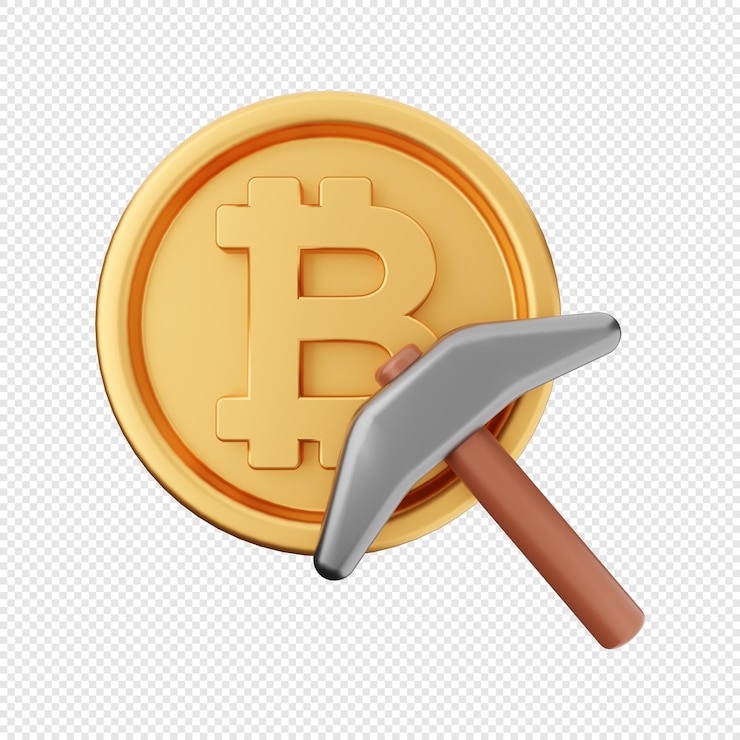 PSD 3d-bitcoin-mining-symbol illustration