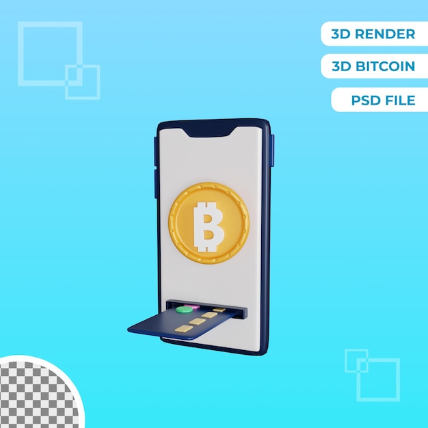 PSD 3d bitcoin mobile paiement isolé objet illustration prime psd