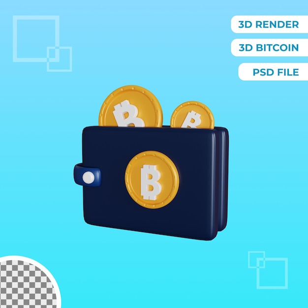 PSD 3d bitcoin wallet isolierte objektillustration premium psd