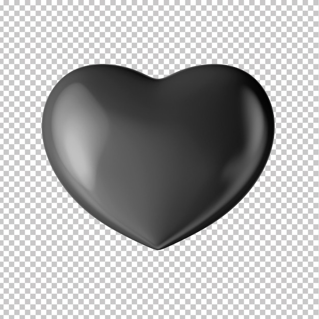 PSD 3d black heart asset para o dia dos finados mortos ou composição de obituário