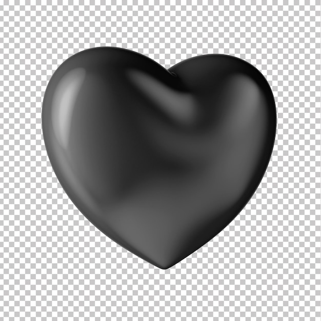 PSD 3d black heart asset para o dia dos finados mortos ou composição de obituário