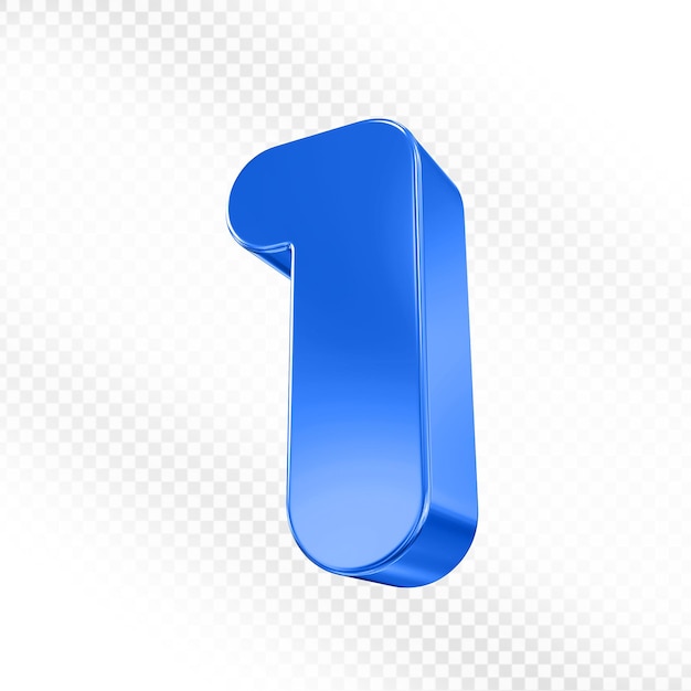 3D-Blau 1 Zahl