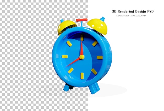 PSD 3d blau, glänzend wecker modernes design 3d-rendering