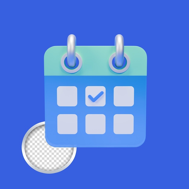 3D-blau-grünes Kalender-Symbol mit einer Checkliste