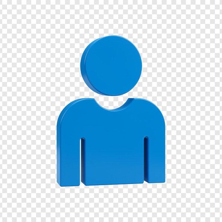 PSD 3d-blau personensymbol auf durchsichtigem hintergrund