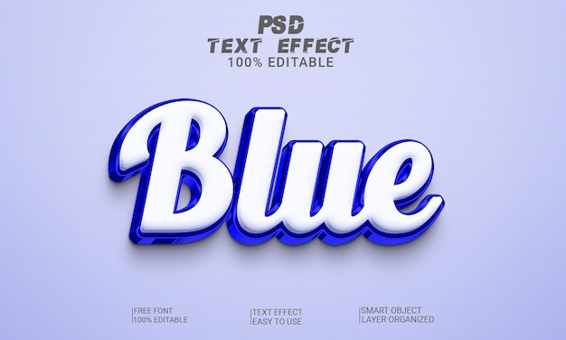 3d blaue bearbeitbare Texteffekt-PSD-Datei