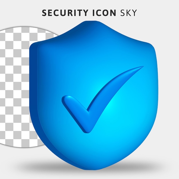 PSD 3d blaue sicherheit mit häkchen-symbol auf transparentem hintergrund