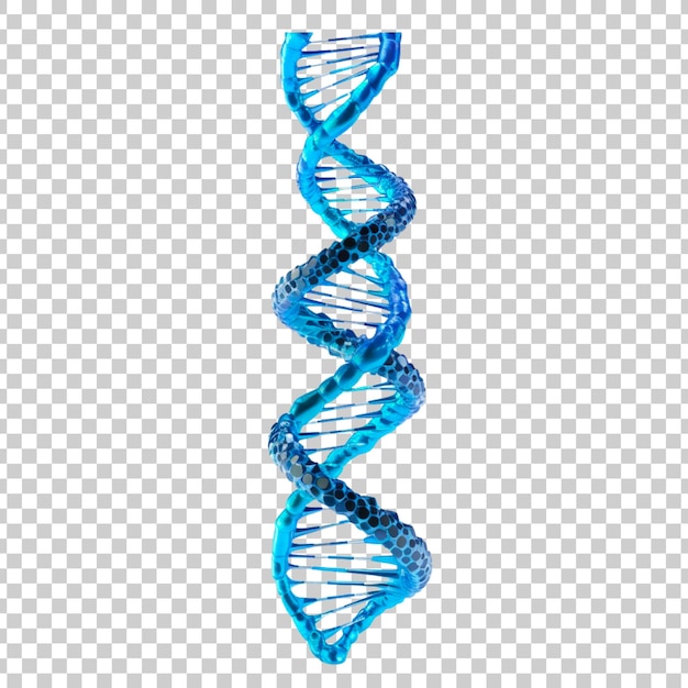 PSD 3d-blaues dna-helix-sequenzelement isoliert auf einem transparenten hintergrund