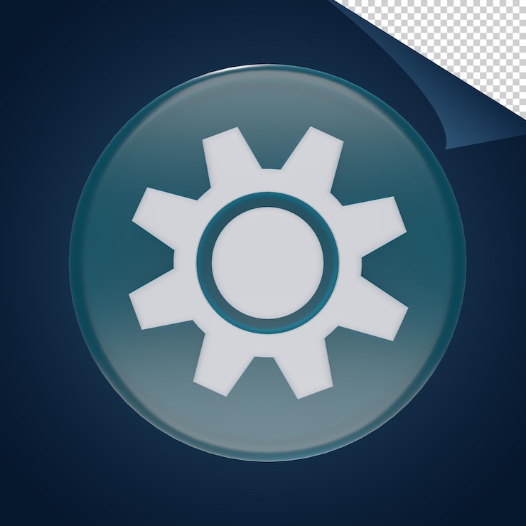 PSD 3d blaues einstellungssymbol