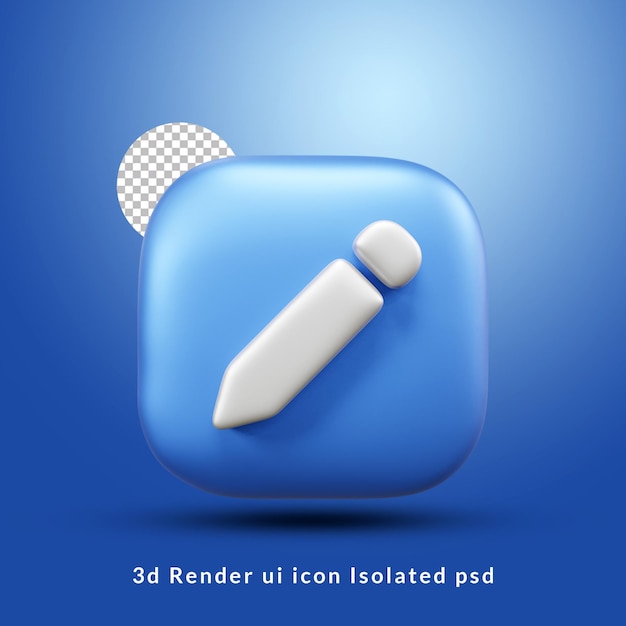 3D-Bleistift-UI-Symbol isoliert