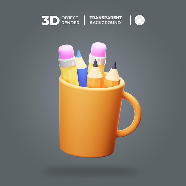 3D-Bleistifthalter-Symbol