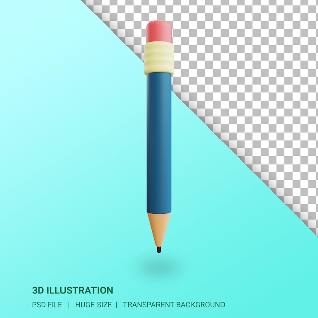 3d-bleistiftillustration mit transparentem hintergrund