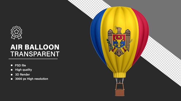 3D-Blimp mit der Flagge Moldawiens auf durchsichtigem Hintergrund