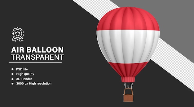 3D-Blimp mit österreichischer Flagge auf durchsichtigem Hintergrund