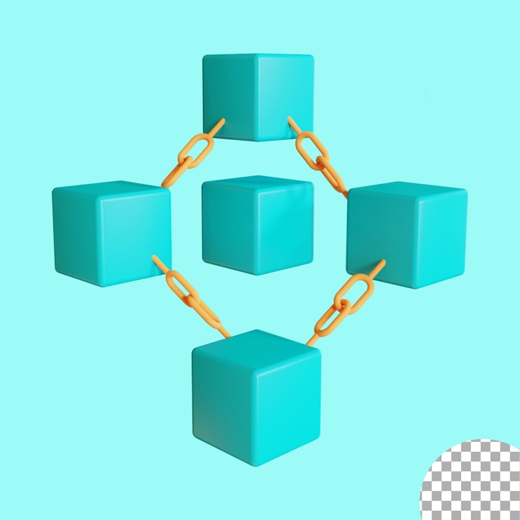 PSD 3d block chain icon