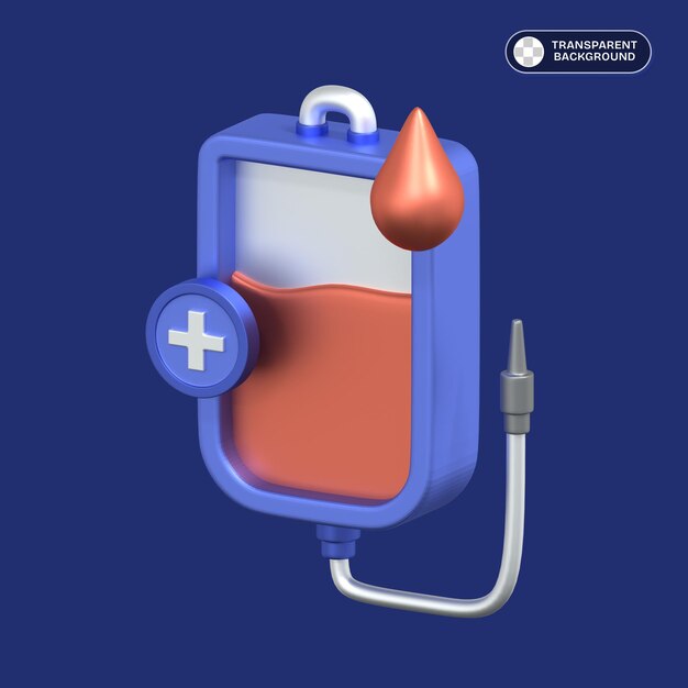 3D blood bag illustration for medical themed projects