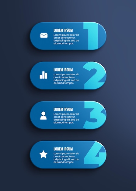 3d blue corporate infographic with numbers and icons