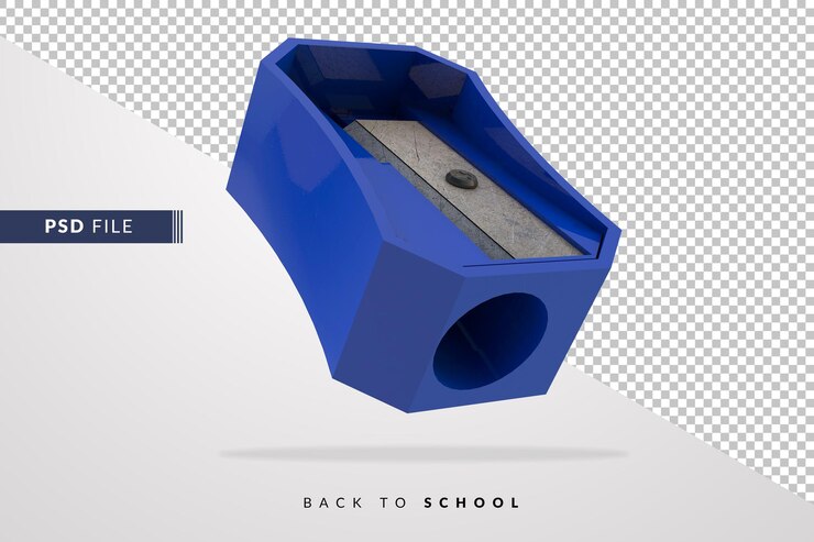 PSD 3d blue pencil sharpener an instrument for students back to school