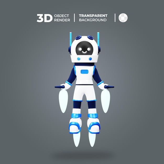 3D Blue Robot Fly
