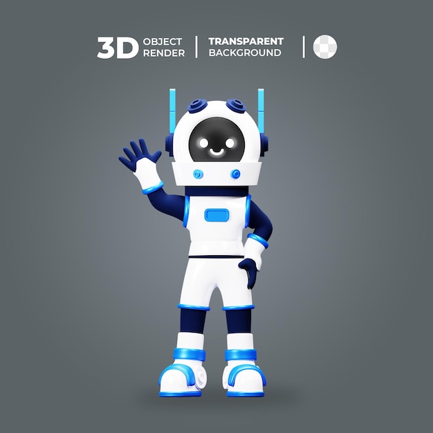 3D Blue Robot Happy