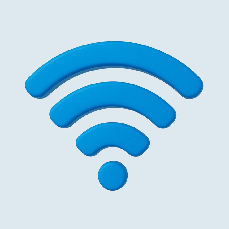 PSD 3d blue wi-fi symbol for internet and network connection