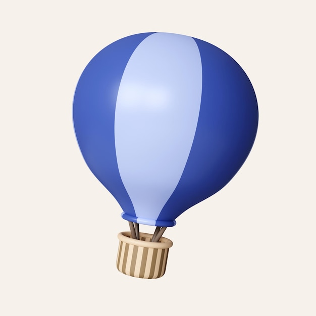 PSD 3d-blueballon-flugzeug-reisekone konzept-ikone isoliert auf weißem hintergrund 3d-rendering-illustration abschnittspfad