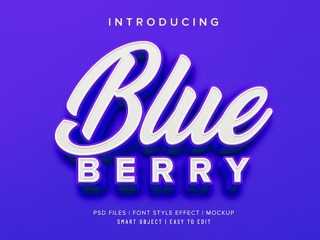 3d blueberry schriftschnitt-effektmodell