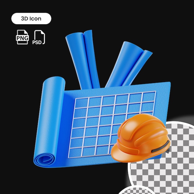 3d Blueprint Icon Premium PSD (em inglês)